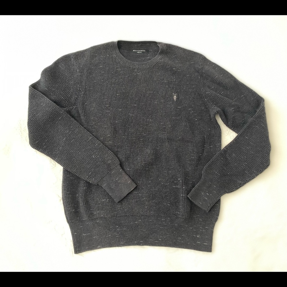 AllSaints Ramskull Waffle-Knit Crew Sweater Small/Medium